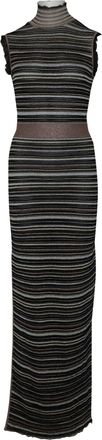H&eacute;rve L&eacute;ger Mock Neck Maxi Dress in Metallic Polyester