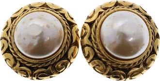 Chanel Vintage Clip-On Earrings Metal With Faux ivory Metal Earrings Jewelry (Pre-Owned)