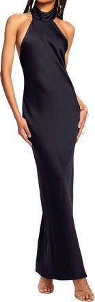 Ramy Brook Tatiana High Neck Gown In Navy