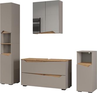 Vicco Conjunto De Muebles De Ba&ntilde;o Marelle, Gris/roble Artesanal, 4 Piezas, Vicco