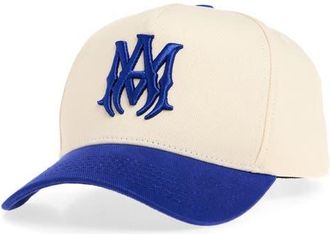 Amiri Embroidered Monogram Two Tone Canvas Snapback Baseball Cap in Sapphire at Nordstrom