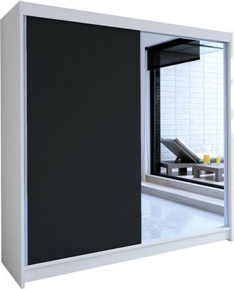 Mirjan24 Armario Closico 137, Blanco + Negro, 215x180x58cm, Puertas De Armario: Correderas, N&uacute;mero De Estantes: 0