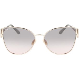 Ferragamo 60mm Gradient Cat Eye Sunglasses in Rose Gold/grey Rose Gradient at Nordstrom Rack