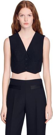 Sandro Cropped vest in Black at Nordstrom, Size X-Small