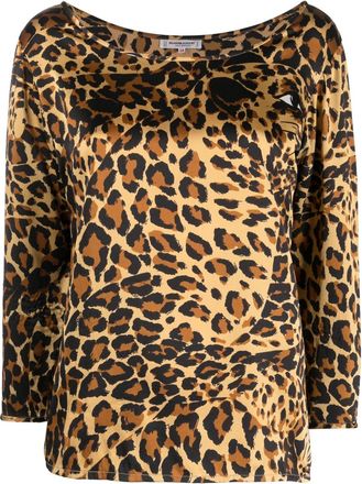 Saint Laurent 1980s leopard print silk blouse - women - Silk - 38 - Black