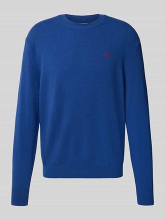 Replay Strickpullover aus Lanawoll-Mix mit Rundhalsausschnitt in Blau, Gr&ouml;&szlig;e XL
