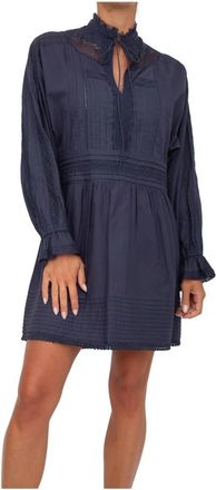 Twinset Blauwe Katoenen Jurk - Dames - Korte kleedjes - Blauw - XS - Katoen - Kleedjes