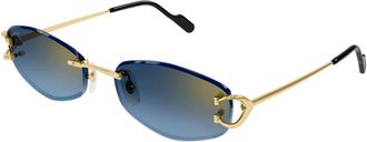 Cartier C D&eacute;cor Zonnebril - Dames - Zonnebrillen - Geel - 57 MM - Accessoires