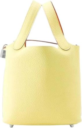Herm&egrave;s Pre-owned Picotin Lock 18 - Dames - Vintage Tas - Geel - ONE Size - Leer - Vintage