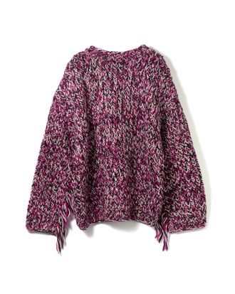 Ganni Graphic Wool Handknit Cardigan - Purple