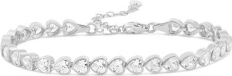 SHYMI Mini Heart Bezel-Set Tennis Bracelet -.925 Sterling Silver, 14K Gold-Plated, Rhodium Plated, Cubic Zirconia, Size 6 with 2 Extender, Day to Night