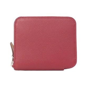 Herm&egrave;s Silkin Rose Eglantine Epsom Leather Silk Coin Purse/Coin Case (Pre-Owned)