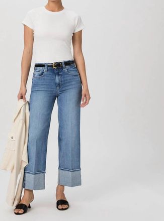 Paige Sasha Ankle Wide Leg Cuff Jeans In Poet