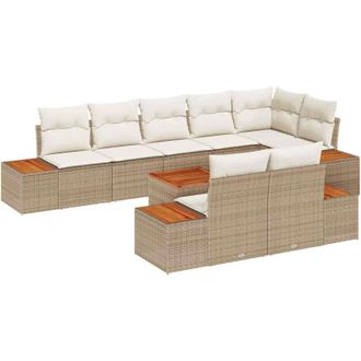 vidaXL Vidaxl - Conjunto De Sof&aacute; De Jard&iacute;n Con Coj&iacute;n 9 Pcs Beige Y Crema