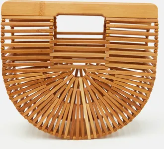 Cult Gaia Ark Mini Tan Bamboo Natural Clutch