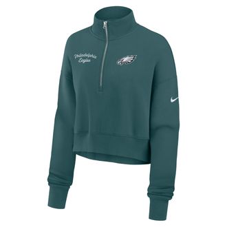 Nike Philadelphia Eagles Phoenix Nike Womens NFL Cropped 1/4-Zip Crew in Green | 01N93JD86-DJR