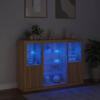 Berkfield Home Sideboards with LED Lights 3 pcs Sonoma Oak Engineered Wood in Brown
