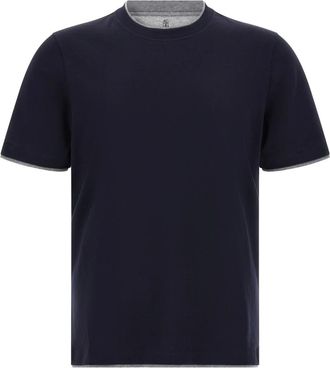 Brunello Cucinelli Hombre, Camisetas, Azul, Talla: 3XL