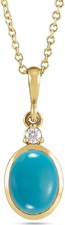 Allurez Oval Natural Onyx & Diamond Pendant Necklace 14K 2.03ct in Turquoise, Yellow Gold at Nordstrom, Size 18