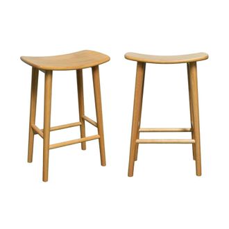 Sweeek Taburete de bar vintage de madera de caucho, set de 2, natural