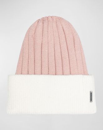 Gorski Ribbed Knit Two-Tone Beanie