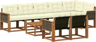 vidaXL Conjunto De Sof&aacute;s De Exterior 9 Uds. Natural Y Crema Vidaxl