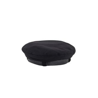 Emporio Armani Wollen Baret met Leren Logoband - Dames - Hoeden - Zwart - 57 CM - Wol - Accessoires