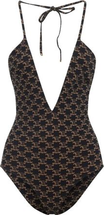 Celine One-piece, female, Brown, Size: XS Brown Monogram One-piece Swimsuit