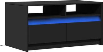 vidaXL Coffee Table with led Lights Black Engineered Wood Vidaxl