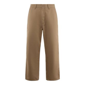 Carhartt Work in Progress Carhartt Wip, Straight Trousers, male, Brown, Size: XS Zip Closure Cotton Blend Trousers Biscuit