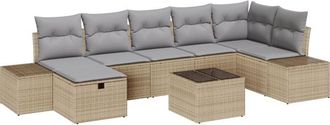 vidaXL Garden Sofa Set with Cushion 8 pcs Beige Poly Rattan vidaXL