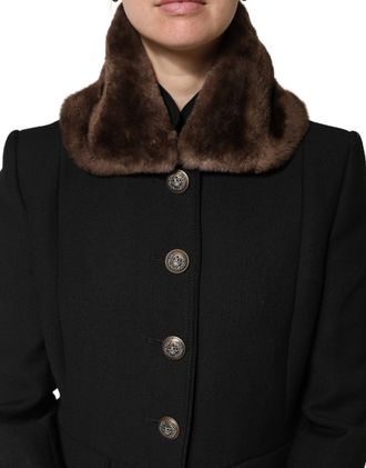 Dolce & Gabbana Womens Brown Fur Shoulder Collar Neck Wrap 60cm X 14cm Scarf Mink