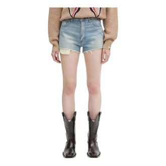 A Bathing Ape A Bathing Ape, Korte Broeken, Dames, Blauw, S, Denim, Crystal Ape Head Denim Shorts