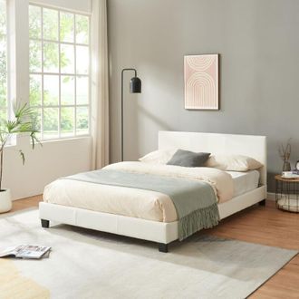 Weber Industries [corium] - Cama De Matrimonio Albacete Tapizada En Piel Sint&eacute;tica (140x200cm) (blanco)