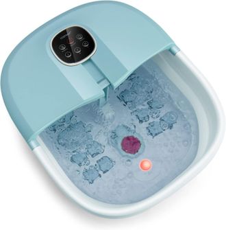 Costway Masajeador Plegable Para Pies Con Calentamiento/cubeta Pediluvio Con Mando, Masaje Con Burbujas, Masaje Con Rodillo, Caja, Piedra P&oacute;mez Y 3 Temperatur
