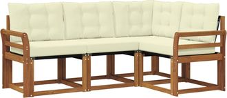 vidaXL Conjunto De Sof&aacute;s De Exterior 4 Uds. Natural Y Crema Vidaxl