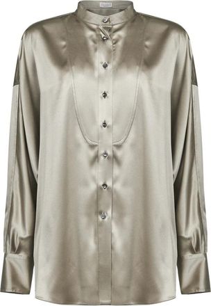 Brunello Cucinelli Shirts - Dames - Overhemden - Groen - M - Overhemden