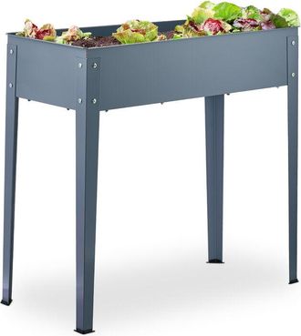 Relaxdays Relaxdays - Huerto Urbano De Metal, Bancal Cultivo Para Jard&iacute;n, Balc&oacute;n Y Terraza, Mesa Plantas, 80 X 86 X 40,5 Cm, Gris