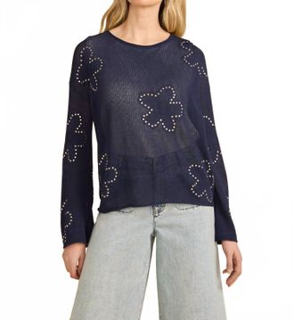 FDJ Fine Gauge Embellished Sweater In Navy