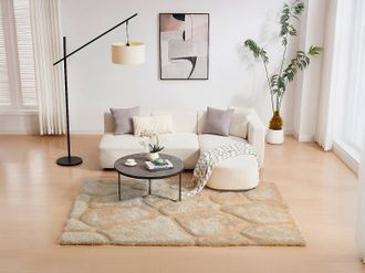 Vente-Unique Tappeto shaggy a pelo lungo in rilievo 160 x 230 cm Beige scuro - PIETRA