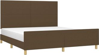vidaXL Cama Sin Colch&oacute;n De Tela Marr&oacute;n Oscuro 180x200 Cm Vidaxl