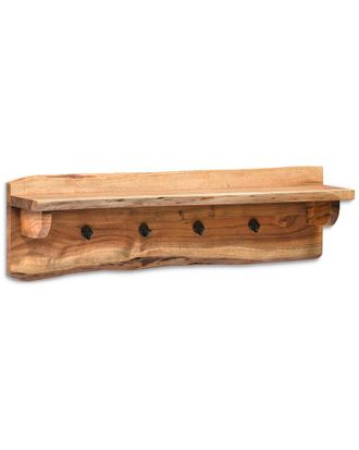 Alaterre Alpine Natural Live Edge Wood 36In Coat Hooks With Shelf