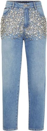 Philipp Plein Jeans affusolati con cristalli - Blu