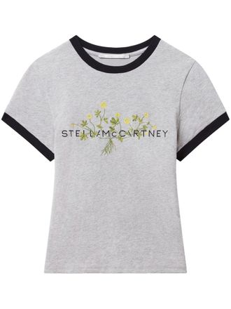 Stella McCartney logo-embroidered T-shirt - women - Cotton - S - Grey