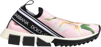 Dolce & Gabbana Pink Floral Sorrento Low Top Sneakers Womens Shoes