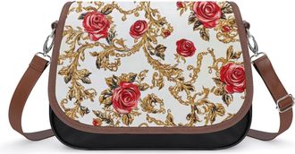 Generic Rose And Gold Chain Crossbody Bags for Women Fashion Leather Shoulder Handbags With Adjustable Strap