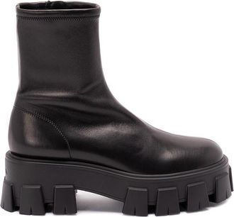 Prada Monolith Leather Ankle Boots