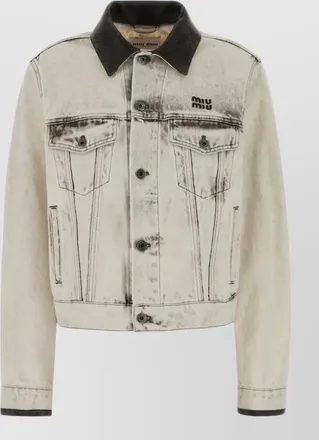 Miu Miu denim jacket contrast collar front pockets