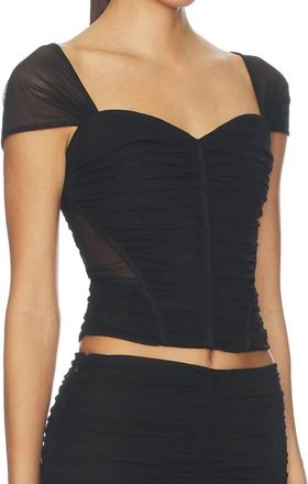 L'agence Asuka Shirred Mesh Top In Black