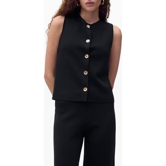 Mango Button Front Fine Knit Vest in Black at Nordstrom Rack, Size X-Small